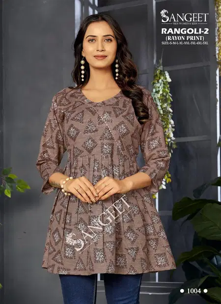 Rangoli 2 By Sangeet Rayon Printed Stylish Ladies Top Online Wholesale